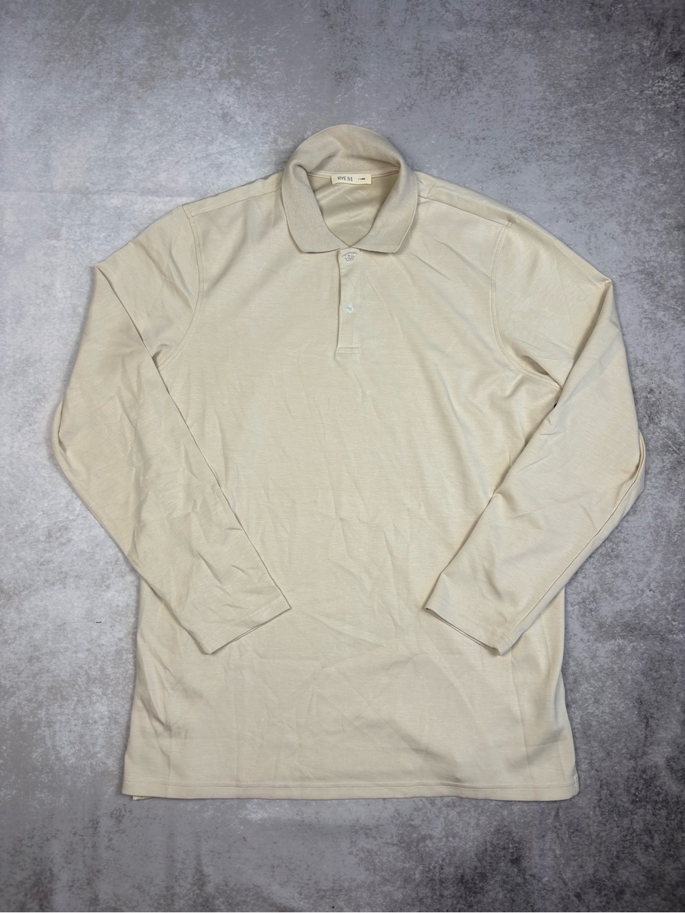 Rye 51 Cream Long Sleeve Polo Shirt XL Minimal Neutral Luxury Basic